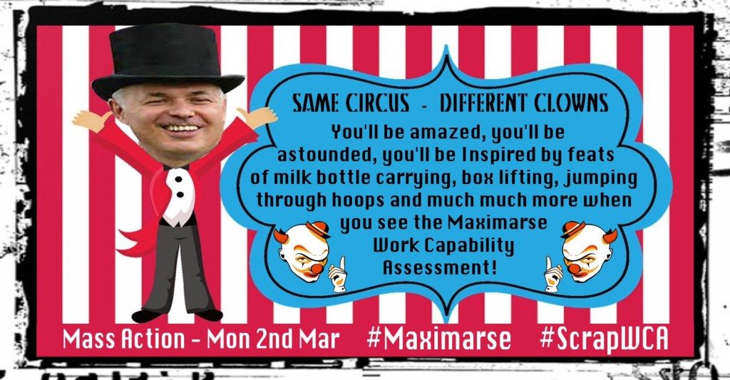 Brian Hilton Artwork for the Maximus Day of action, Same Circus, Different Clowns version 6