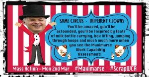 Brian Hilton Artwork for the Maximus Day of action, Same Circus, Different Clowns version 6