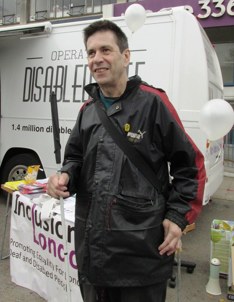 Roger Lewis at the launch of Operation Disabled Vote bus launch in Brixton.