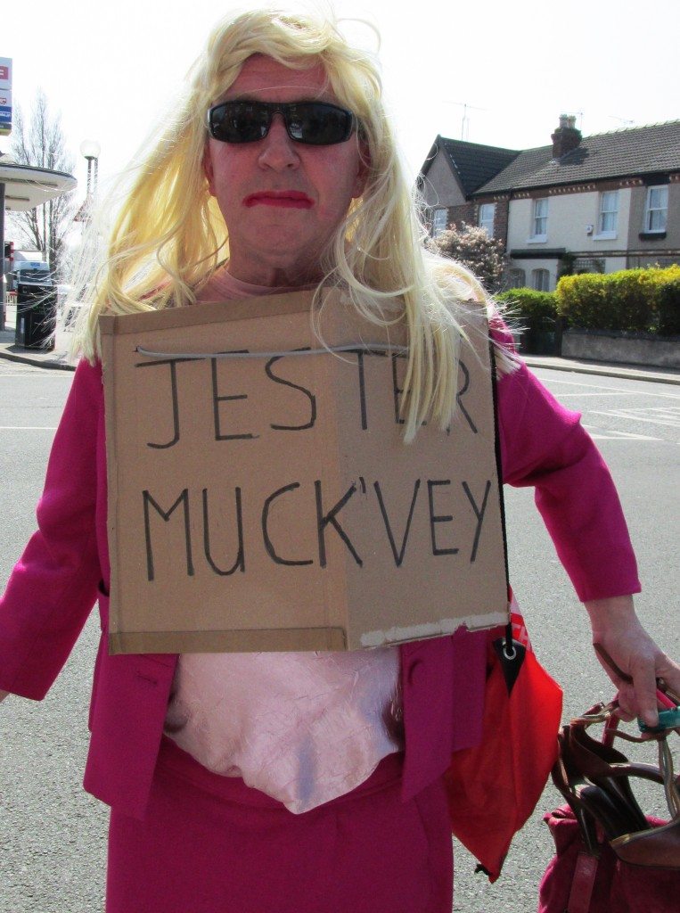 Steve Higginson (Unite 357 branch Wirral) dressed up as Jester Muckvey