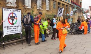Protest against cuts to legal aid outside Norwich City Hall