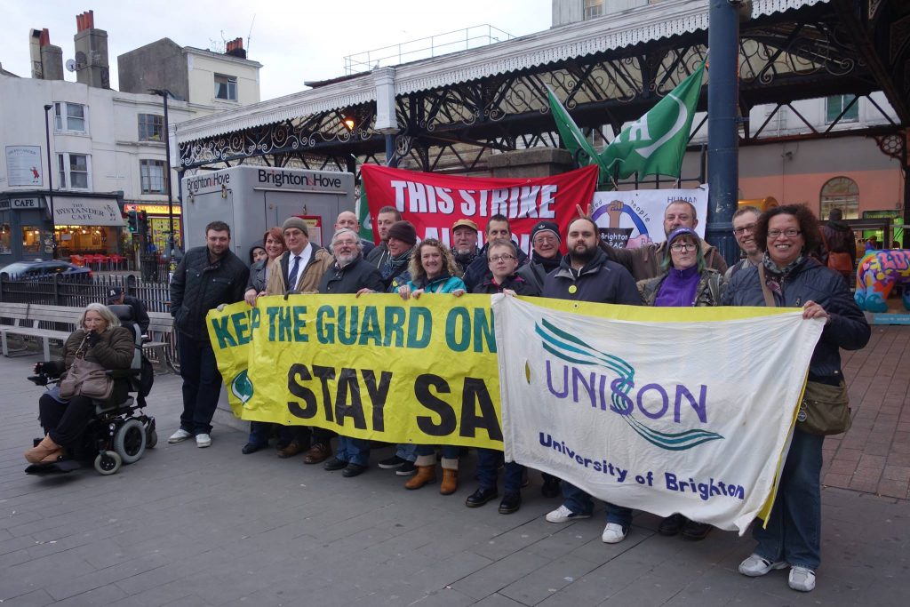The Author showing support for striking rail workers 