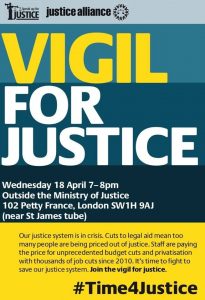 Vigil for Justice, 18th April 7-8pm, Outside Ministry for Justice