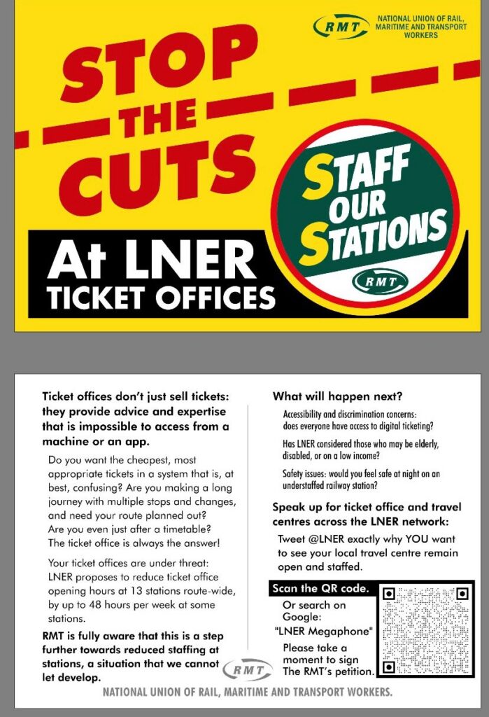 Campaign postcard for the Staff Our stations campaign